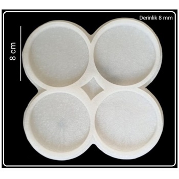 5 Adet 8 cm Dörtlü Yuvarlak Bardak Altı Kalıbı - Hobi Silikon Kalıbı -SNTB112 (inci)