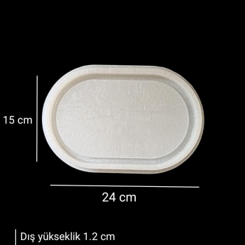 Kenarlıklı Elips Model, Saksı Altlığı, Reçine Epoksi Tepsi Kalıbı (Snt-B119inci)