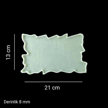 Eksantrik Dikdörtgen Silikon Epoksi Reçine Tepsi Kalıbı - 21 cm - SntT163 (inci)
