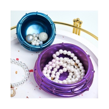 Bambu Desenli Örgü Yuvarlak Beton Saksı Kalıbı - Hobi Silikon Kalıbı -Kod:1092B