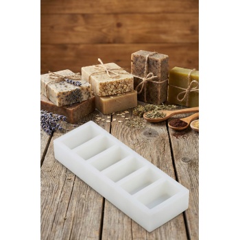 6 Bölmeli Dikdörtgen Silikon Sabun ve Mum Kalıbı