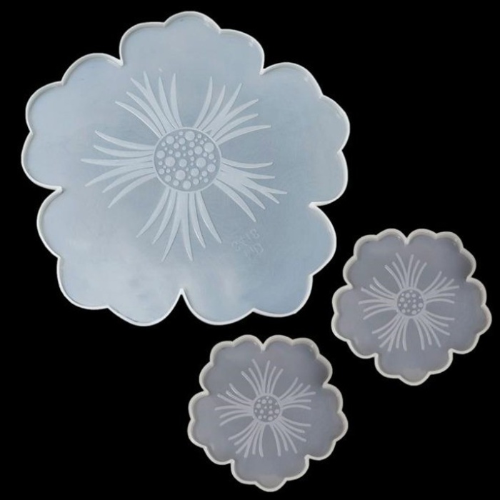 Epoksi Reçine Silikon Kalıp Seti - DesenliÇiçek Seti -Kod:280-281