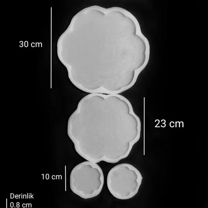 Çiçek Model Tepsi, Sunum,Bardak Altlığı Seti- Hobi Silikon Kalıbı- Kod:inci
