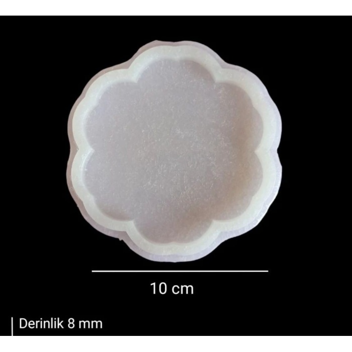 10cm - Çiçek Model Bardak Altı Kalıbı - SntB110 (inci)