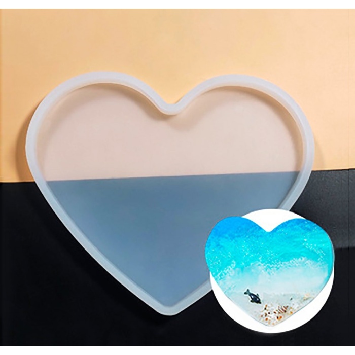 Kalp şekilli Epoksi ve Beton Kalıbı - 19 cm Dekoratif & Bardak Altı -Kod:198