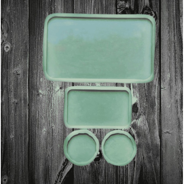 Dikdörtgen Tepsi, Sunum,Bardak Altlığı Seti- Hobi Silikon Kalıbı- Kod:inci