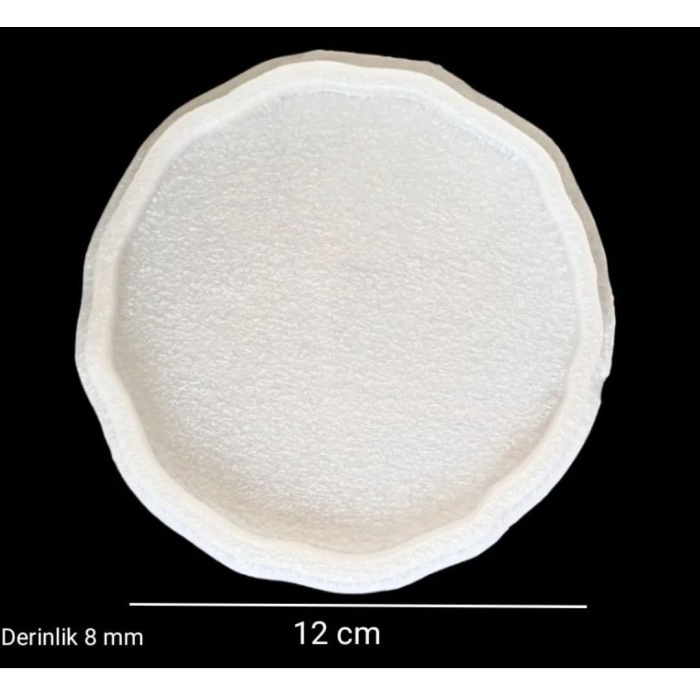 12cm - Kavisli Yuvarlak Bardak Altı Silikon Kalıbı - Snt b103inci