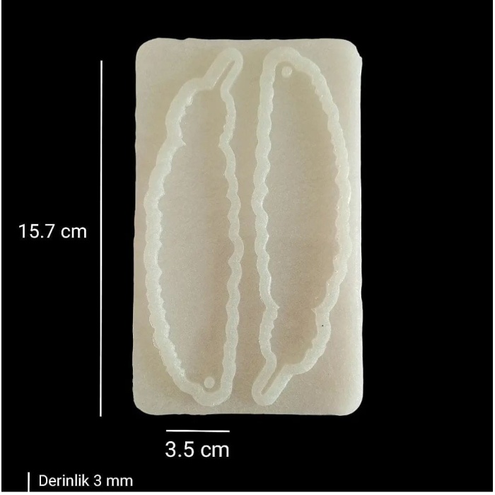 15,7cm x 3,5cm - İkili Tüy Hobi Silikon Kalıp - Kod: 1231 (inci)