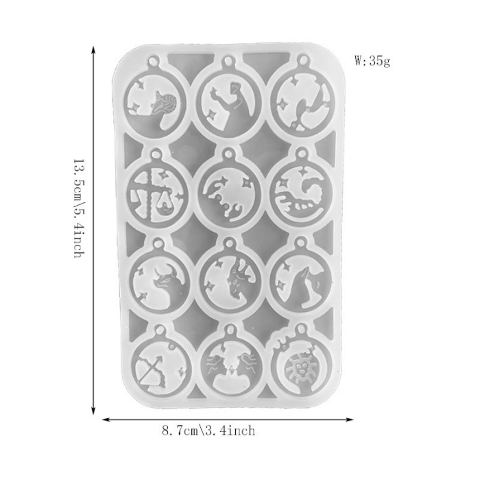 Burçlu Kolye Ucu Epoksi Reçine Silikon Kalıp- Kod:1032