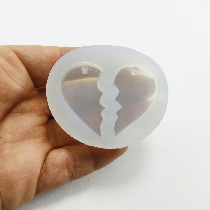 Reçine Epoksi Kalıp- Arkadaşlık Kolyesi Kalp Modeli - E.ARK