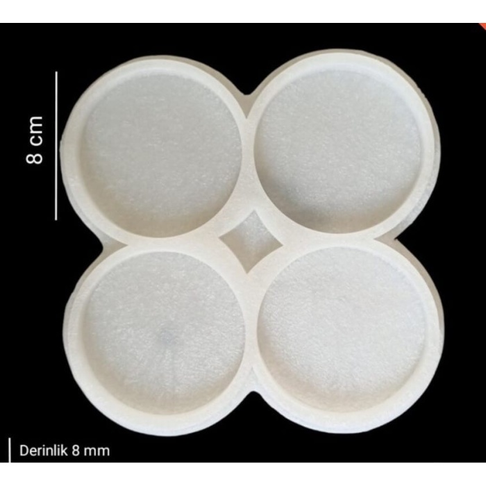 5 Adet 8 cm Dörtlü Yuvarlak Bardak Altı Kalıbı - Hobi Silikon Kalıbı -SNTB112 (inci)