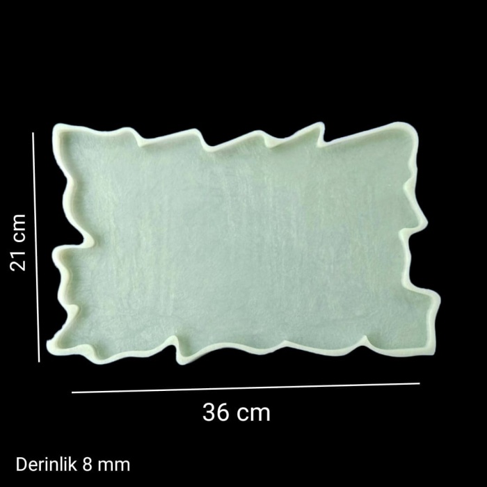 Eksantrik Dikdörtgen Silikon Epoksi Reçine Tepsi Kalıbı - SntT162 (inci)