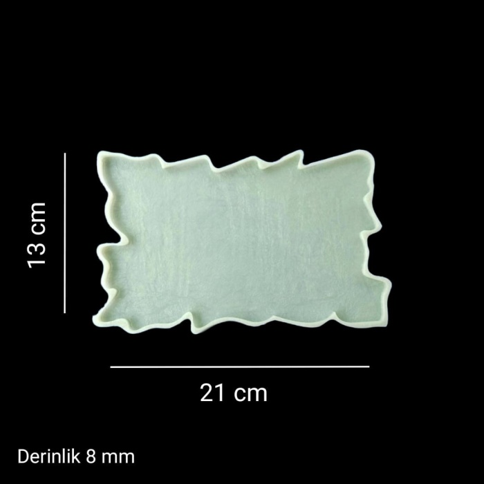 Eksantrik Dikdörtgen Silikon Epoksi Reçine Tepsi Kalıbı - 21 cm - SntT163 (inci)