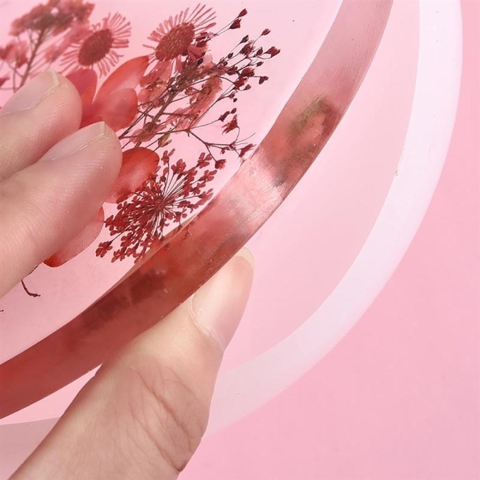 Epoksi Resin 30 cm Yuvarlak Tepsi Silikon Kalıp  - T15