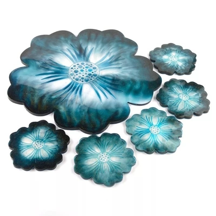 Epoksi Reçine Silikon Kalıp Seti - DesenliÇiçek Seti -Kod:280-281