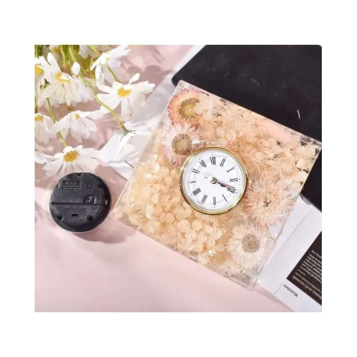 Kare Dekoratif Saat Kalıbı Seti - Hobi Silikon Kalıbı -Kod:425 Renk Seçiniz SİLVER