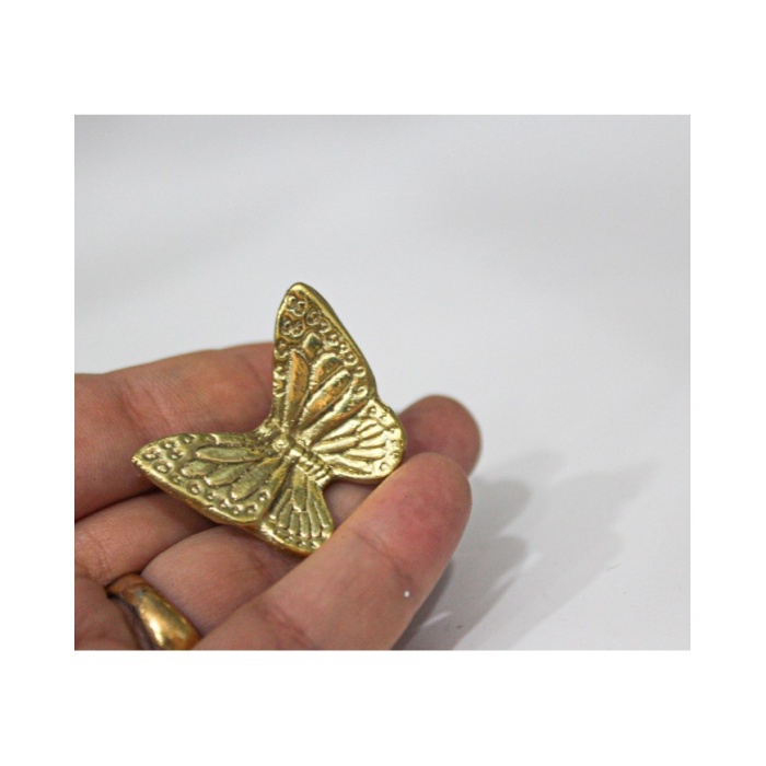 1 Adet -  Pirinç Kaplama Vidalı Tepsi Kulpu - Kelebek Model