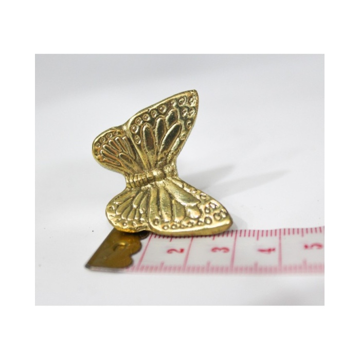 1 Adet -  Pirinç Kaplama Vidalı Tepsi Kulpu - Kelebek Model