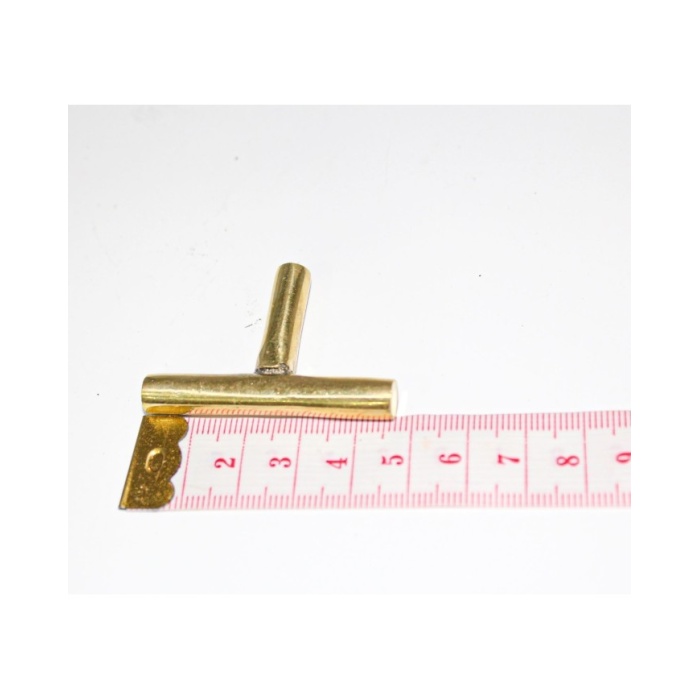 1 Adet -  Pirinç Kaplama Vidalı Tepsi Kulpu - T Model (Leb)