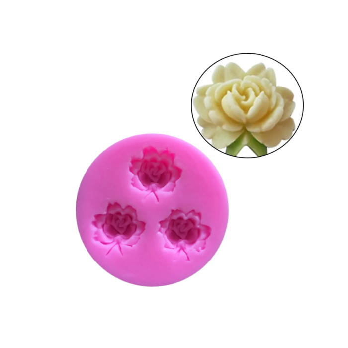 3D Gül Çiçek Desenli Silikon Kalıp - Hobi Silikon Kalıbı -Kod:1134