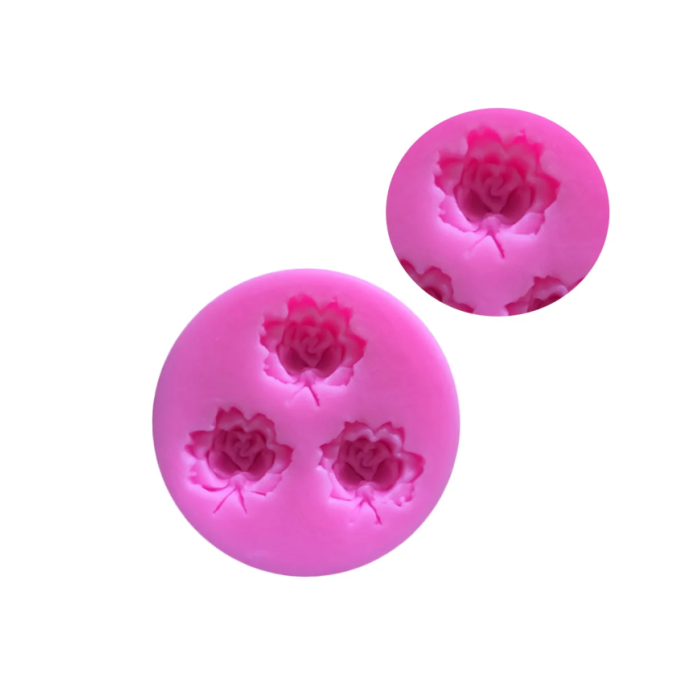 3D Gül Çiçek Desenli Silikon Kalıp - Hobi Silikon Kalıbı -Kod:1134