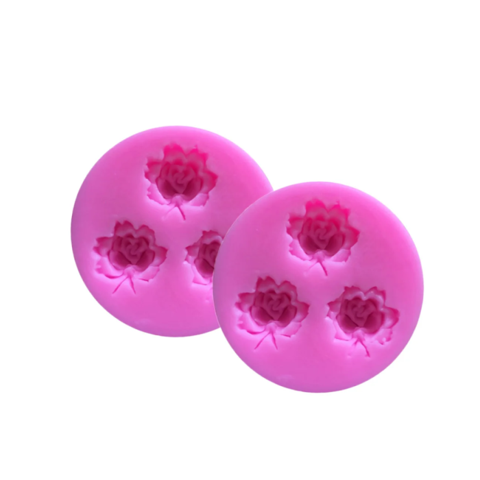 3D Gül Çiçek Desenli Silikon Kalıp - Hobi Silikon Kalıbı -Kod:1134