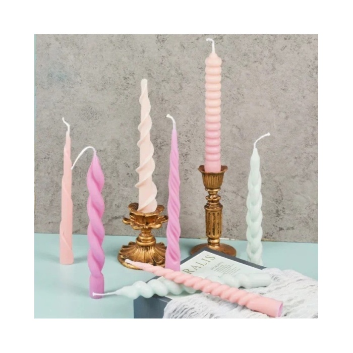 Pimli Örgü Şamdan Mum Kalıbı - Hobi Silikon Kalıbı -Kod:1255F