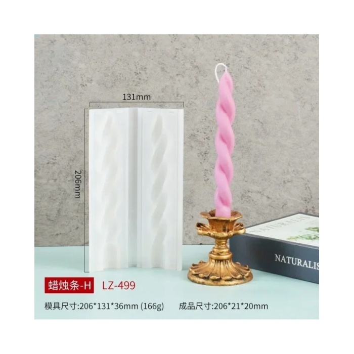 Pimli Şamdan Sık Örgü Mum Kalıbı - Hobi Silikon Kalıbı -KOD 1255D  175GR