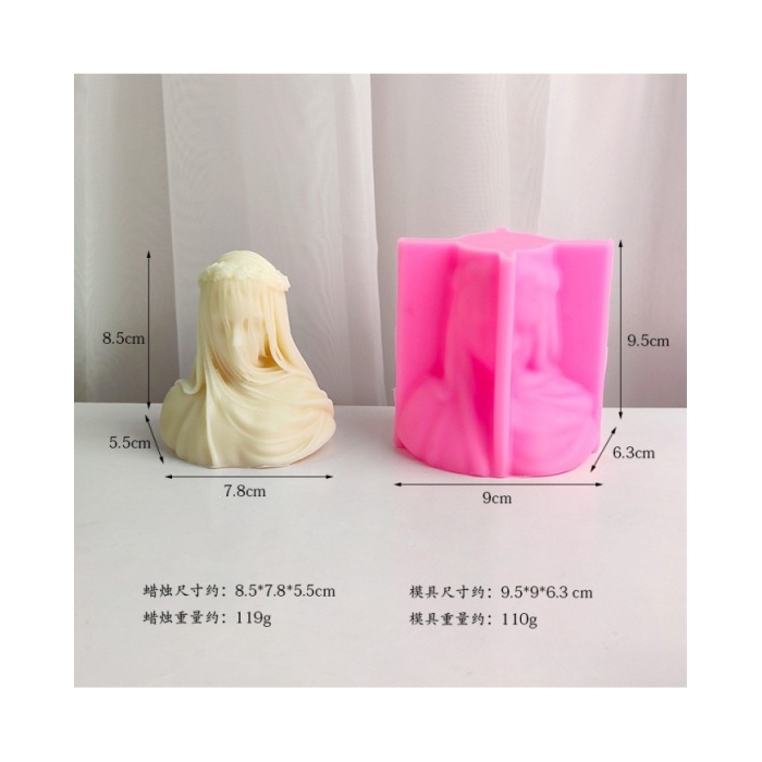 Peçeli Kadın Mum Silikon Kalıbı 8,5 cm - Kod:1100B