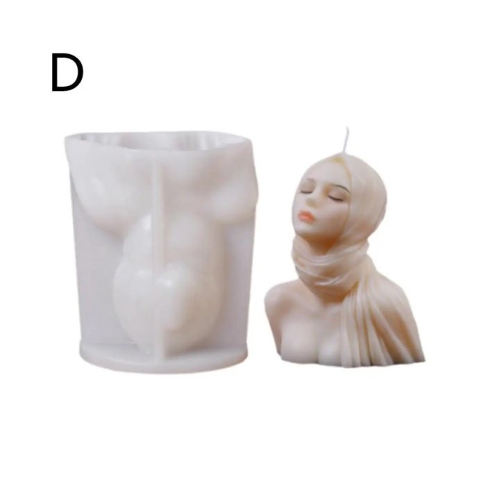 Kızılcık Örtülü Kadın Mum Beton Silikon Kalıp Kod 1257D