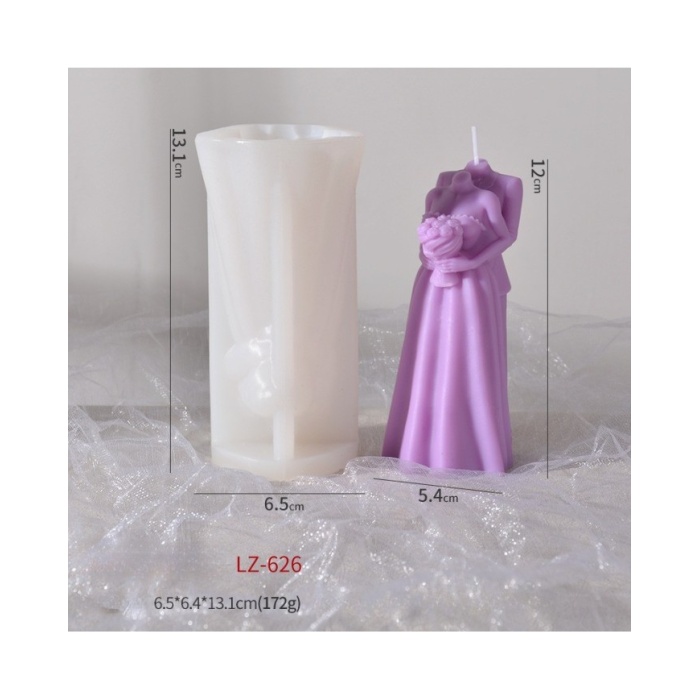 Buketli Gelin Damat Modeli Mum Beton Silikon Kalıp Kod 1258