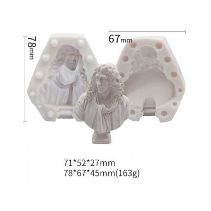 Romalı Uzun Saçlı Erkek Sureti Mum Beton Silikon Kalıp Kod 1259C