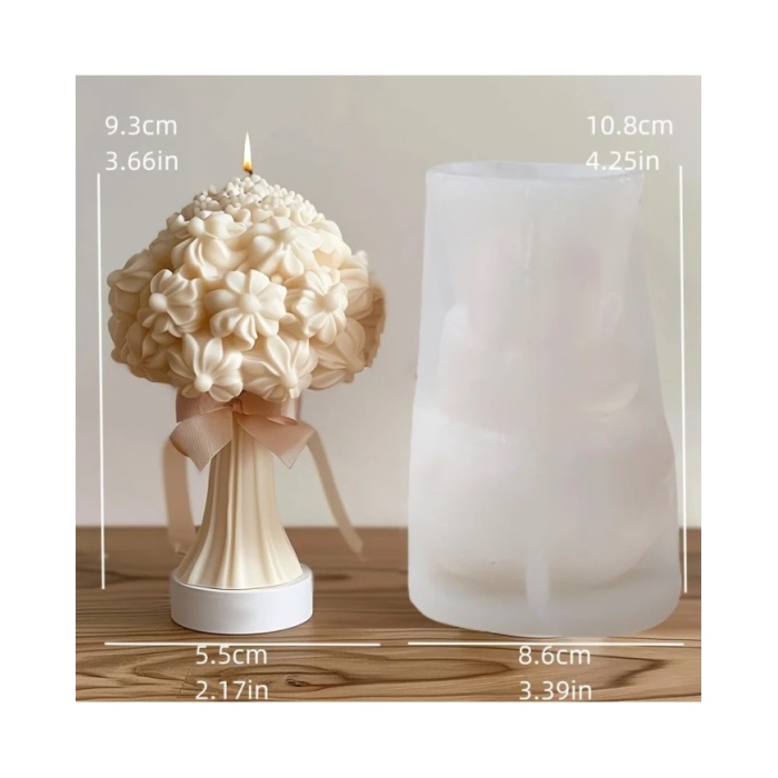 Çiçek Buketi Silikon Mum Kalıp -  Reçine Kalıbı-Kod: 1260A