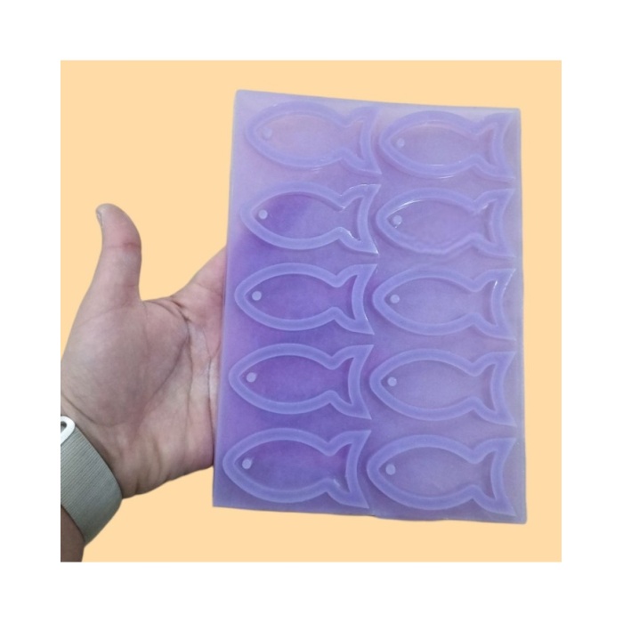 10 Adet Reçine Epoksi Kalıp Çoklu Kolye Anahtarlık Balık-55mm