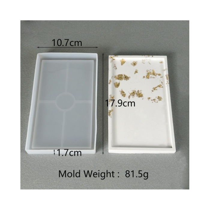 Dikdörtgen Terazzo Bardak Altı Mini Tepsi Reçine Epoksi ve Beton Kalıbı - Kod:1264