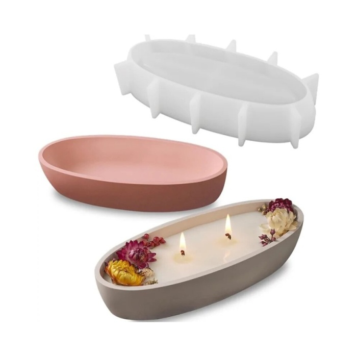 Tekne Model Silikon Kalıp 30cm - Oval Kase, Tekne, ve Beton Kalıbı-Kod: 1267