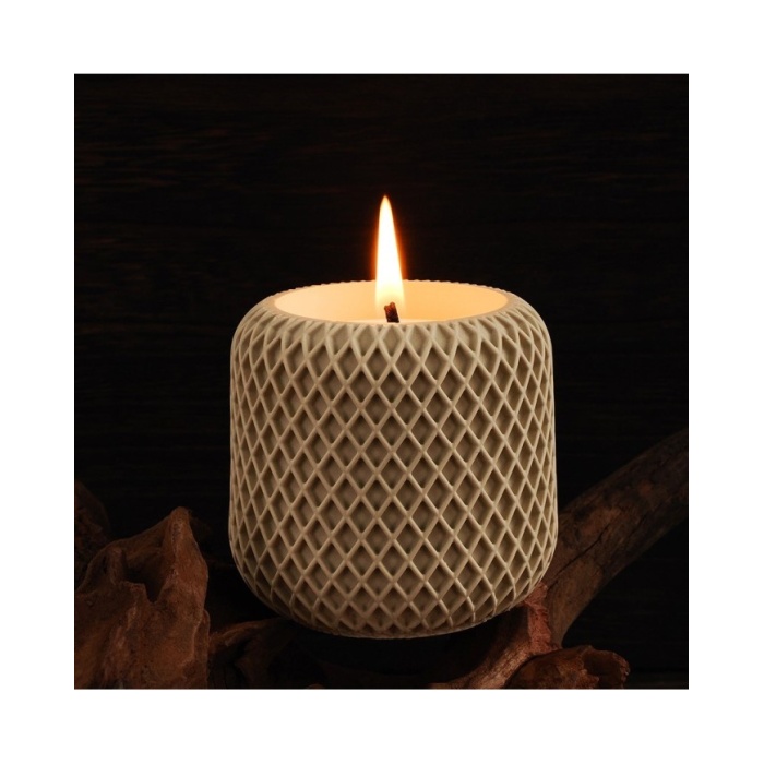 Geometrik File Desenli  Yuvarlak Beton Saksı Kalıbı - Hobi Silikon Kalıbı -Kod:1268