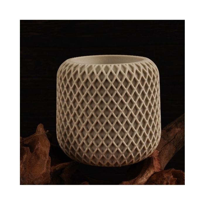 Geometrik File Desenli  Yuvarlak Beton Saksı Kalıbı - Hobi Silikon Kalıbı -Kod:1268