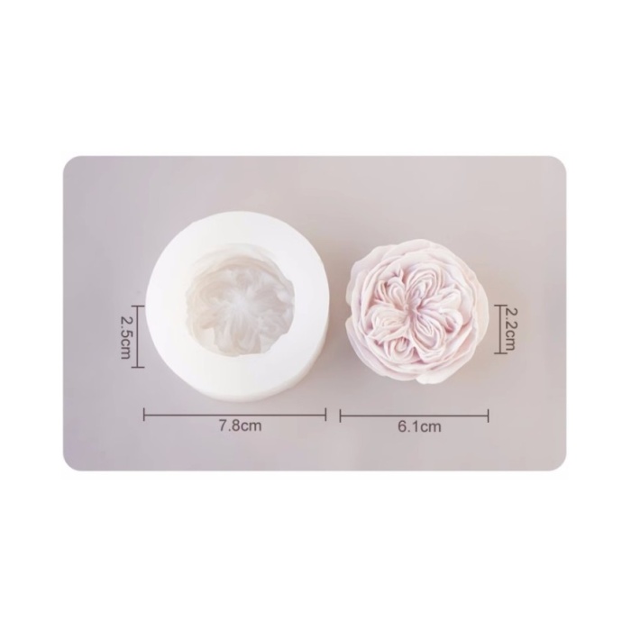 Katmerli Gül Çiçeği Epoksi Mum ve Beton Kalıbı - Kod: 1277