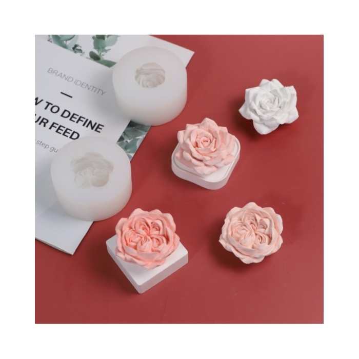 Katmerli Gül Çiçeği Epoksi Mum ve Beton Kalıbı - Kod: 1277