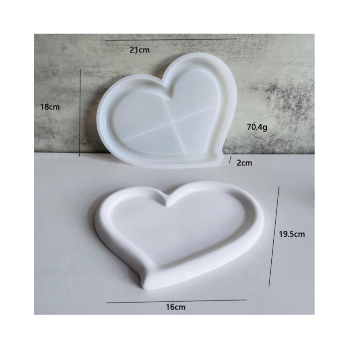 Kalp Terazzo Bardak Altı Mini Tepsi Reçine Epoksi ve Beton Kalıbı - Kod:1278