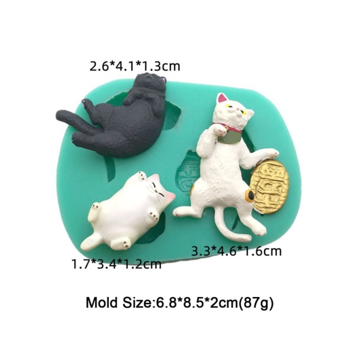 3D Şirin Kediler Silikon Reçine Epoksi Silikon Mum Kalıbı - Kod:M6