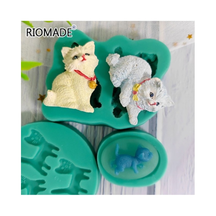 Süslü Ev Kedisi Silikon Reçine Epoksi Silikon Mum Kalıbı - Kod:M11