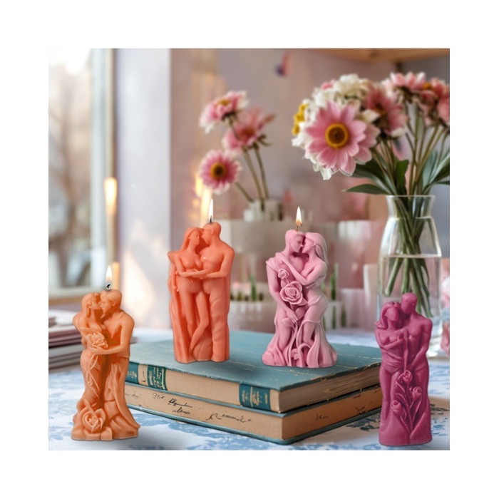 Birbirine Sarılmış Çift  Beton Mum Silikon Kalıp KOD 1053B