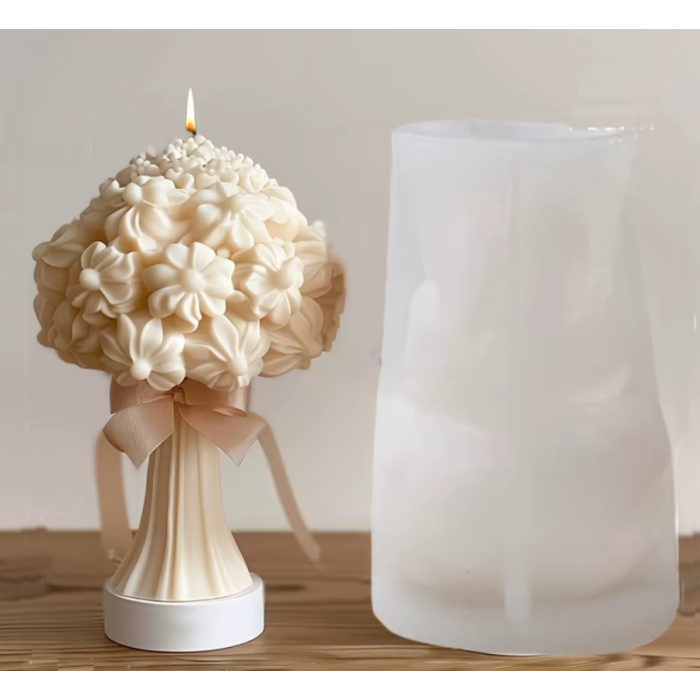 Çiçek Buketi Silikon Mum Kalıp -  Reçine Kalıbı-Kod: 1260A