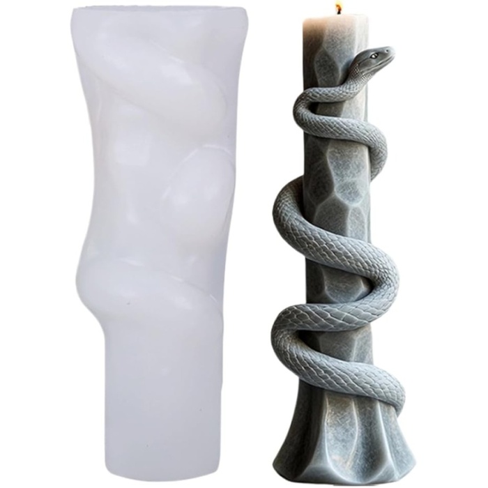 Kayalıktaki Sarılmış Yılan Mum & Sabun Silikon Kalıp Modeli Kod