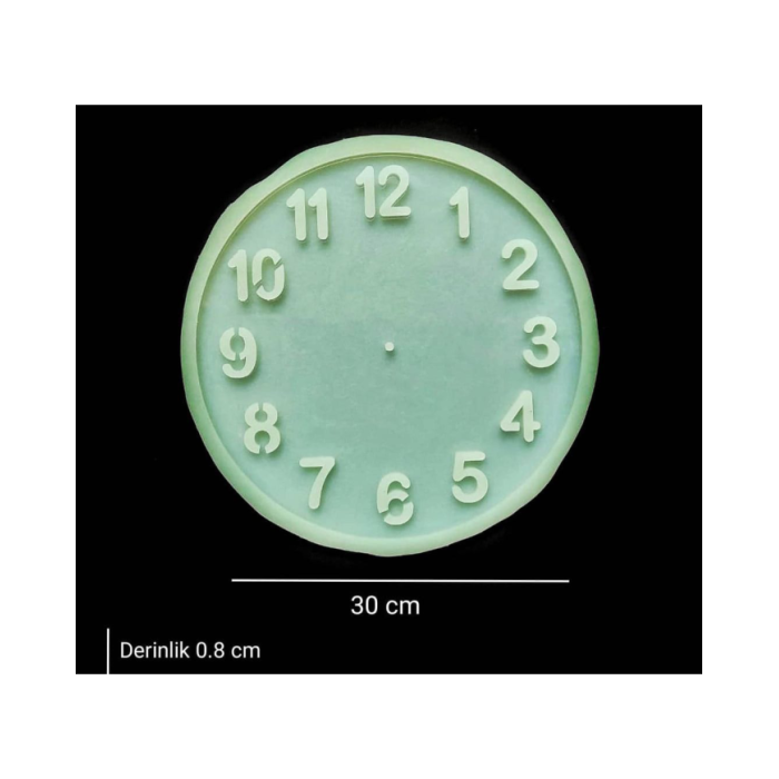 Türkçe Rakamlı 30 Cm Saat Kalıbı - Hobi Silikon Kalıbı