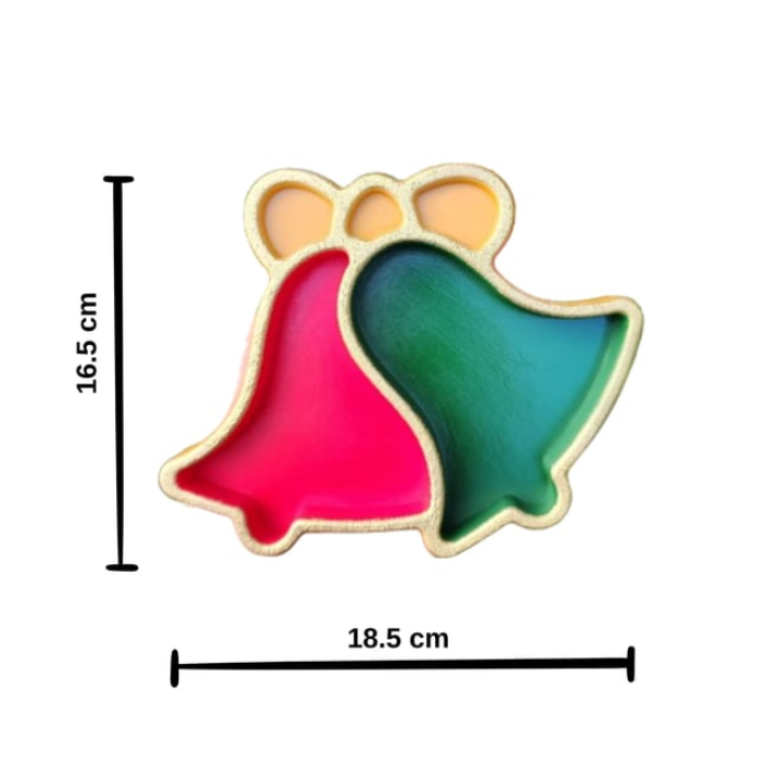 Çift Çan Desenli - Yılbaşı Renkli Çerezlik – 18.5 x 16.5 cm