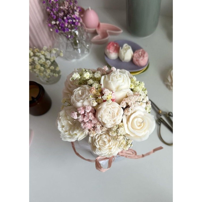 Çiçek Mum Demeti – El Yapımı, Dekoratif