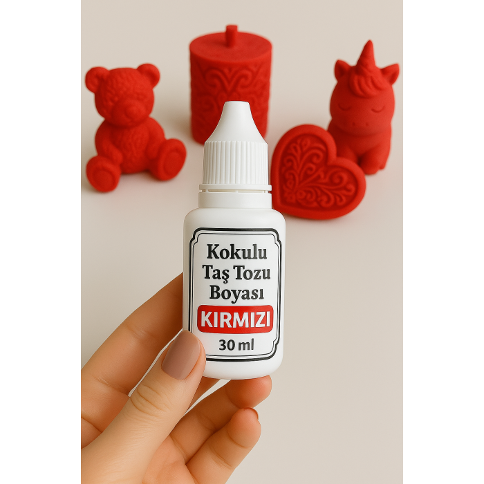 Kırmızı Renk -  Kokulu Taş Tozu Boyası - 30 ml